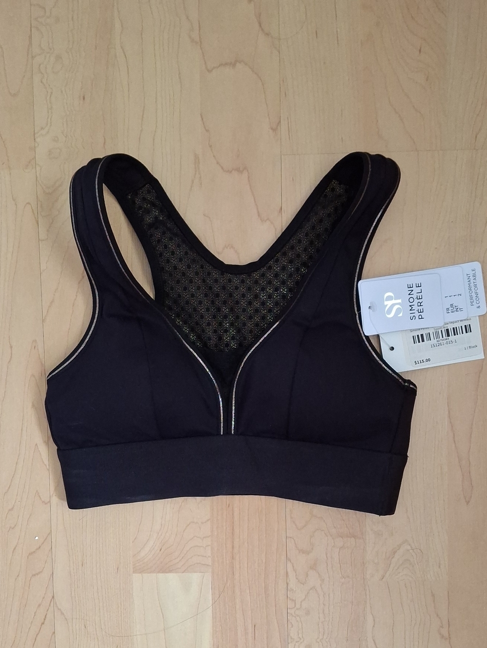 NWT Simone Perele Harmony Low Impact Black Wireless Sports Bra Size XS